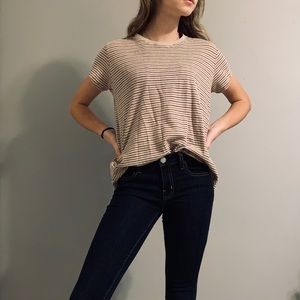 blue and red striped t-shirt